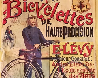 Digital image of an old French advertising poster for bicycles, man, bicycles, Paris, ± 1900