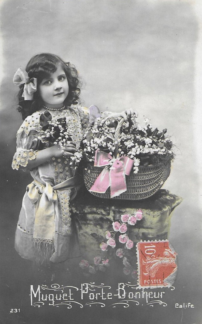 Vieille carte postale Français Muguet image 1