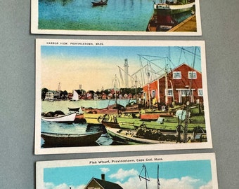 Provincetown, Cape Cod, Provincetown postcards, Vintage Postcards, 1930’s, Lot of three, Provincetown Souvenir, kitsch, Provincetown MA