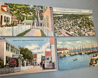Provincetown, Cape Cod, Provincetown postcards, Vintage Postcards, 1940’s, Lot of four, Provincetown Souvenir, kitsch, Provincetown MA