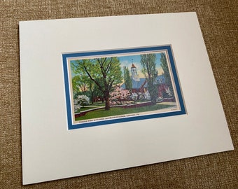 Franklin and Marshall, College, Vintage Postcard, F & M, Lancaster Pa, Matted for 8 x 10 frame