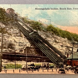 Vintage Pittsburgh, Monongahela Incline, Vintage postcard, 1913, Pittsburgh ephemera, Incline postcard, Funicular postcard, Smithfield St