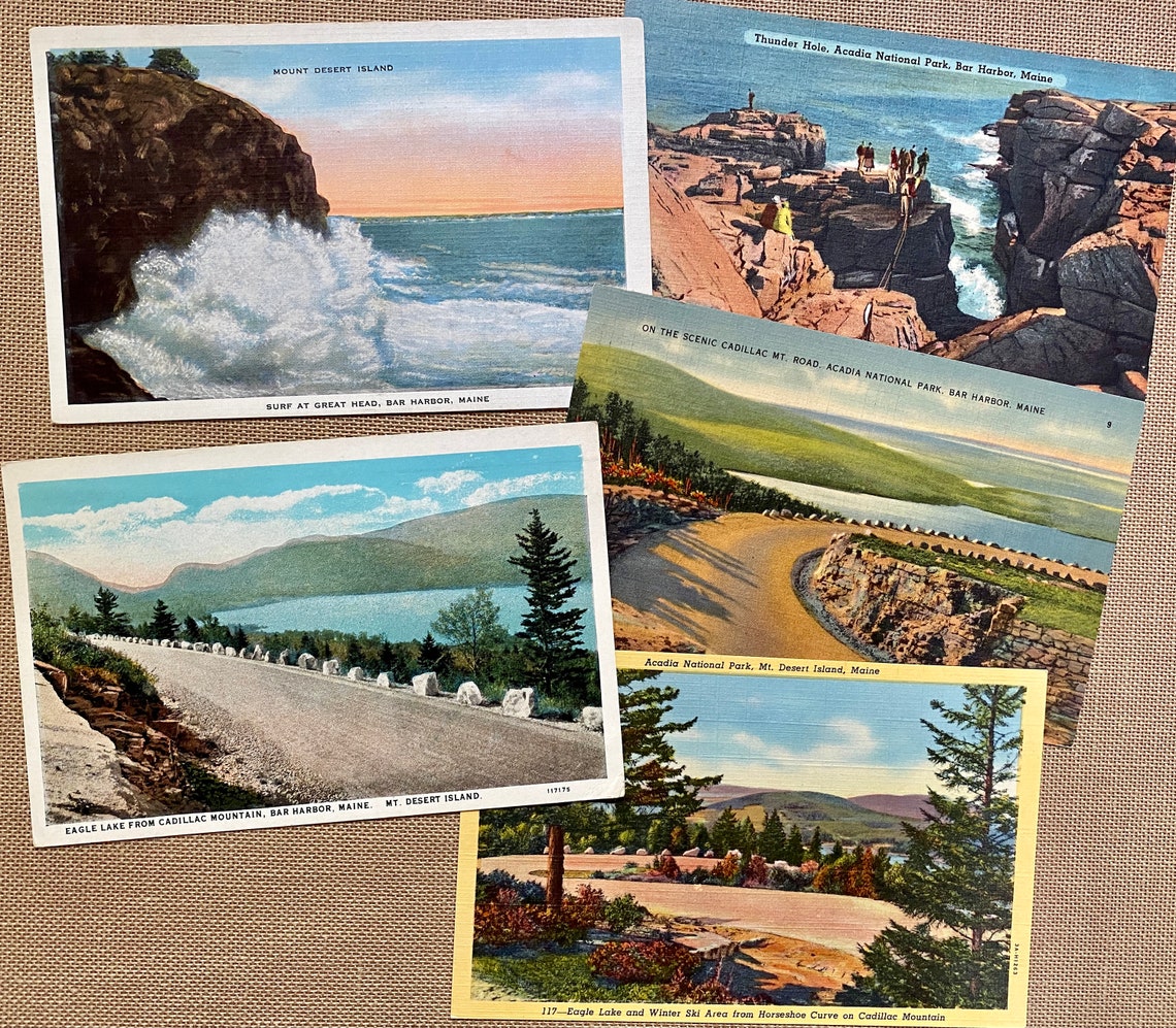 Acadia National Park Maine Vintage Postcards Mt. Desert Etsy