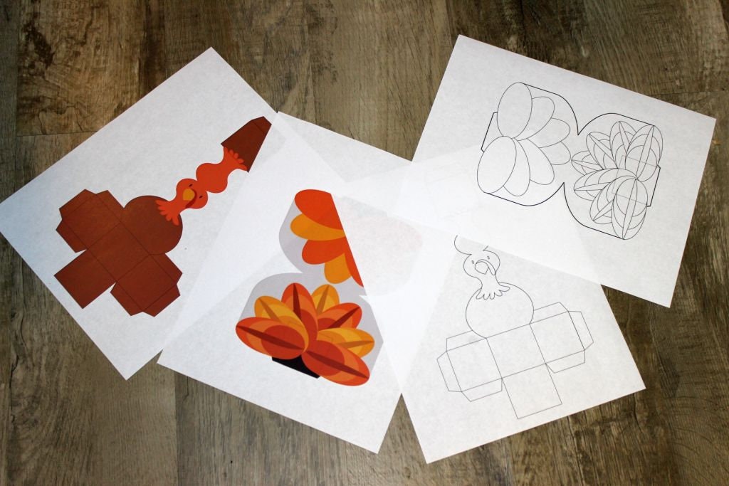 Turkey Box Printable Instant Download - Thanksgiving Turkey Treat Gift Box - Etsy