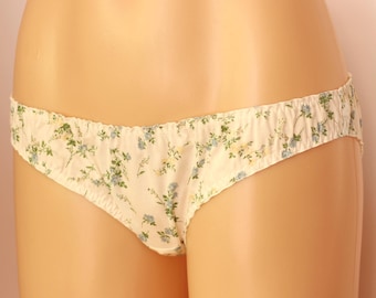 Organic Cotton Underwear: Liberty Tana Lawn Floral Lingerie. Thong / Bikini / Mid rise / Full Brief