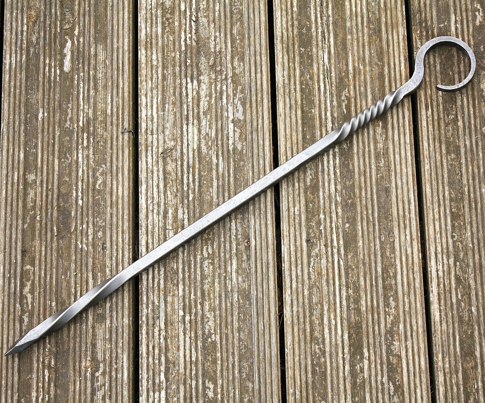 Twisted Fire Poker With Diamond Point Blacksmith Made Solid Etsy