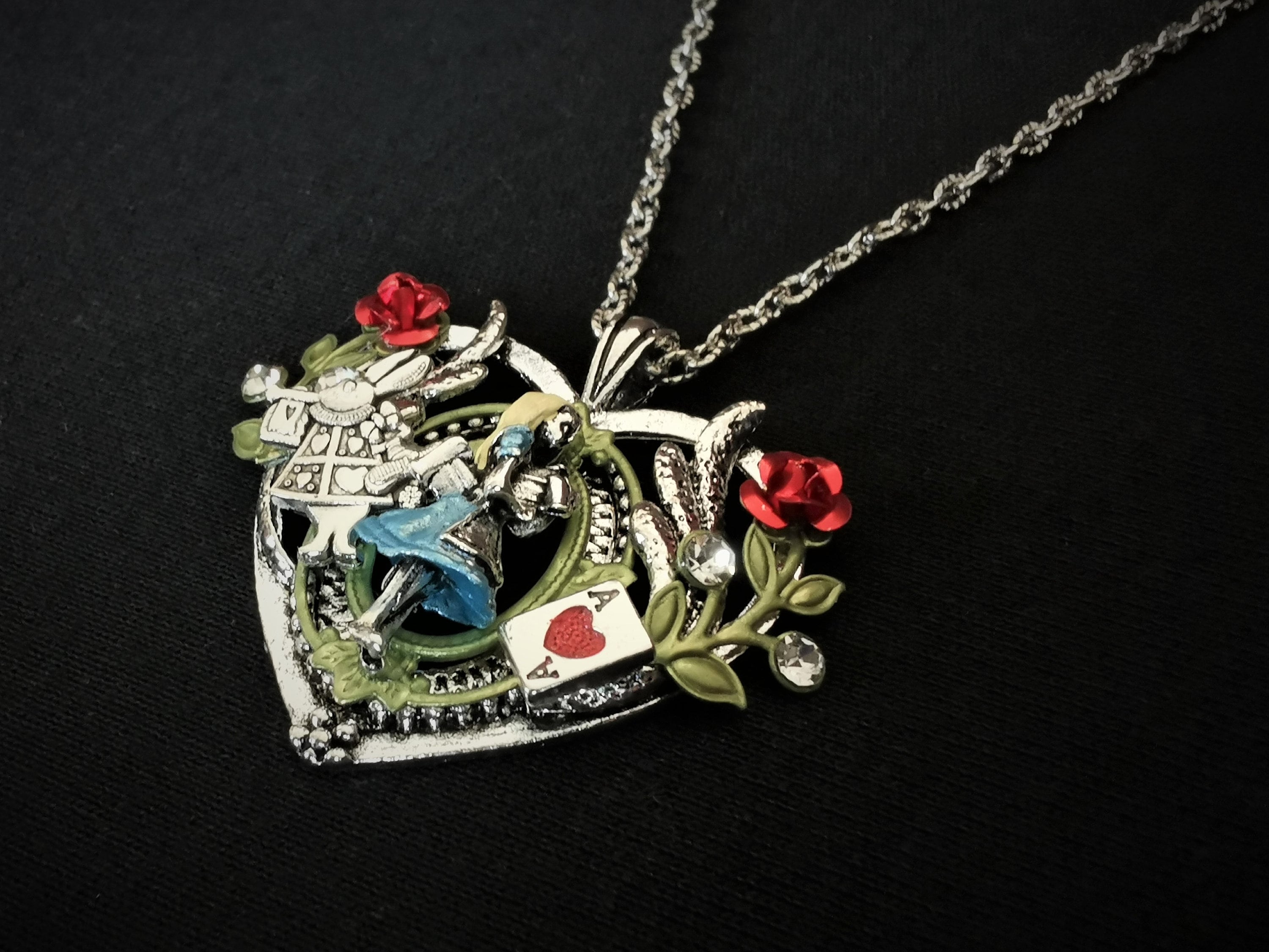 ★Hei★sv925 alice heart pendant necklace★Ailee着用★人気★ Heart Alice In Wonderland Love Jewelry Silvery Pendant