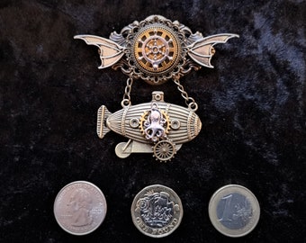 Spilla Steampunk - Spilla Con Teschio Pirata In Stile Militare - OOAK Gioielli Neo Vittoriani Vittoriani - Italia - Foto 2