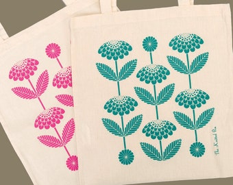 Flower pattern cotton tote bag