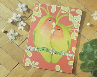 Lovebirds A6 greetings card