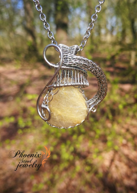 Golden Rutile Quartz and Stainless 