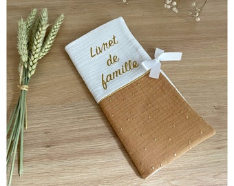 Family booklet protector, Camel cotton gauze