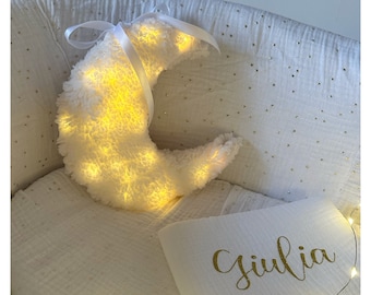 Fabric moon night light; Baby room accessory; Maternity gift, Birth gift; Universe Moon, baby starry sky collection.