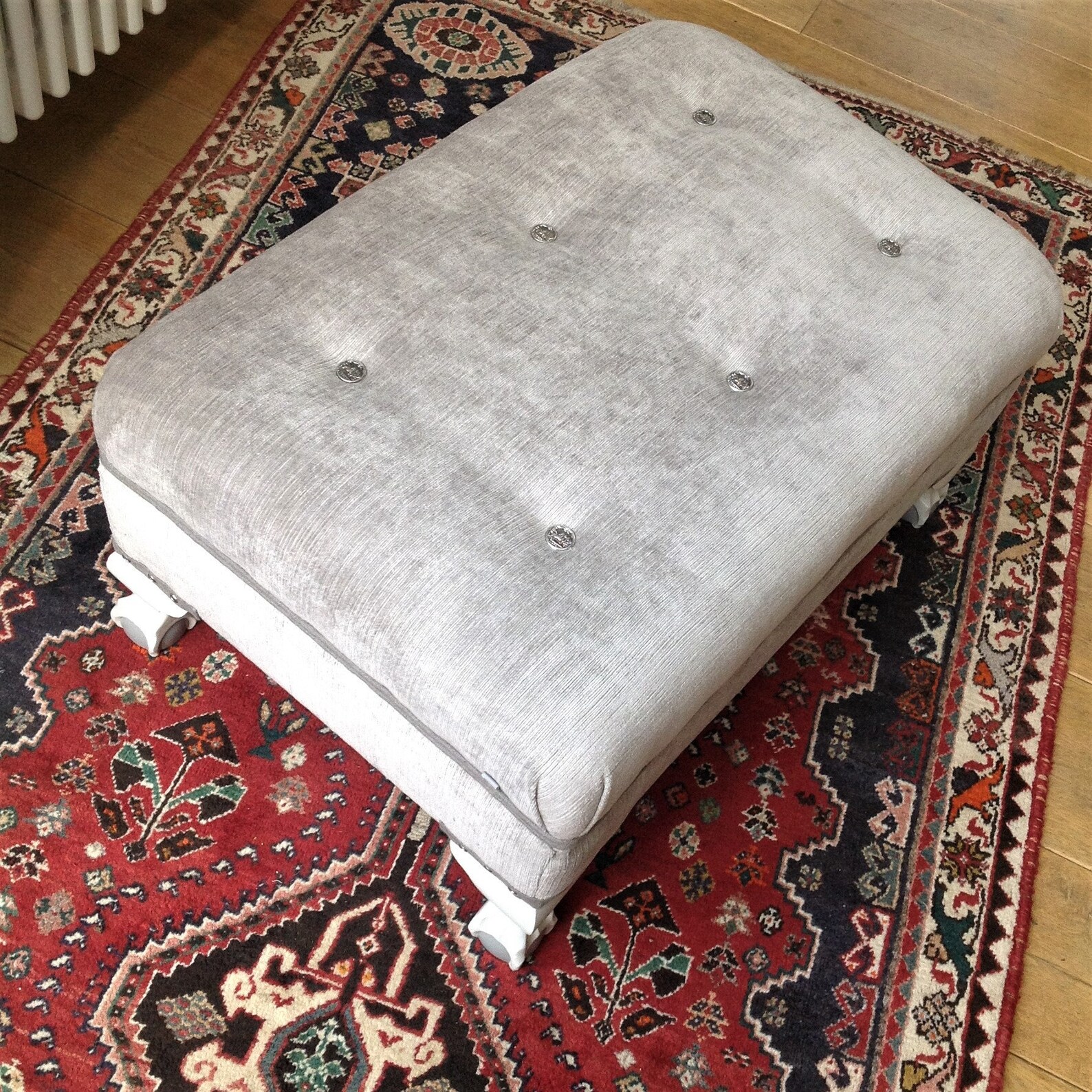 Coffee table stool ottoman neutral Laura Ashley fabric Etsy
