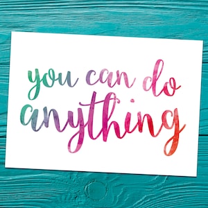 Typographic Affirmation Card - You can do anything