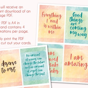 Digital File of 32 Affirmation Cards - Mental Health - Positive ...