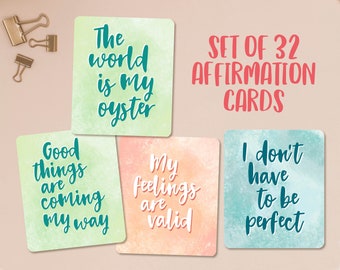 32 Affirmation Cards, Mental Health Gift, Positive Affirmations