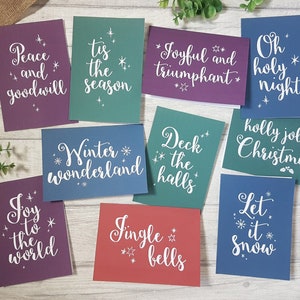 Set mit 10 typografischen Weihnachtskarten