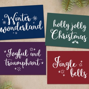 Conjunto de 4 cartões de Natal tipográficos