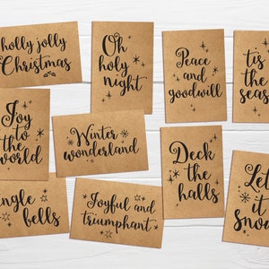 Lot de 10 Cartes de Noël Typographiques sur kraft