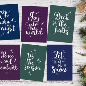 Conjunto de 6 cartões de Natal tipográficos