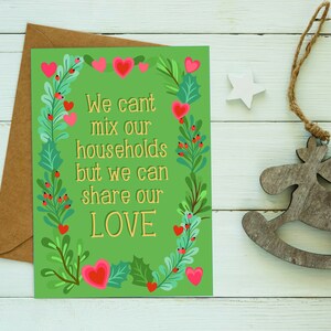 Christmas card - We can&#39;t mix our households but we can share our love