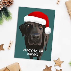 Gepersonaliseerde zwarte labrador-kerstkaart