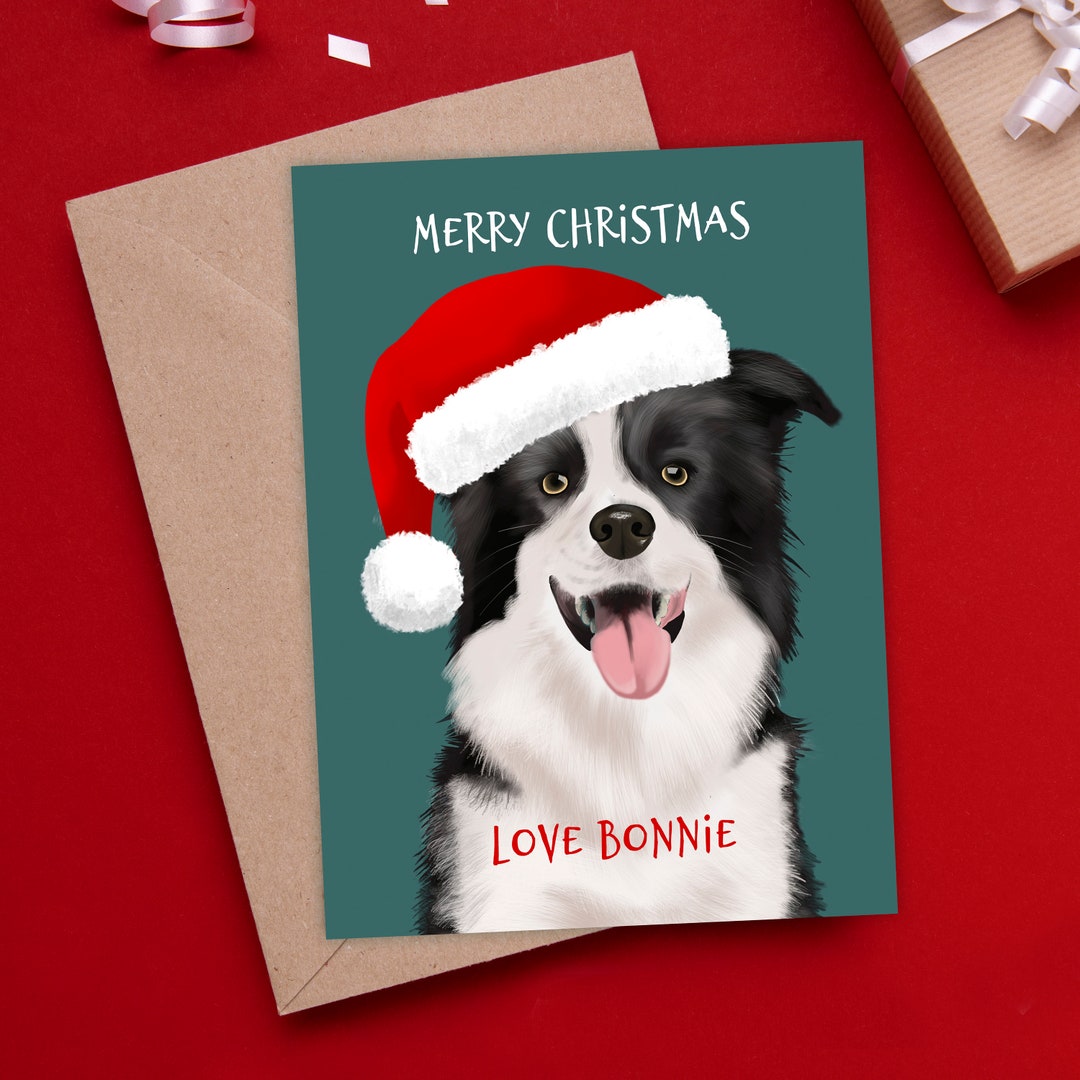 Personalised Border Collie Christmas Card - Etsy