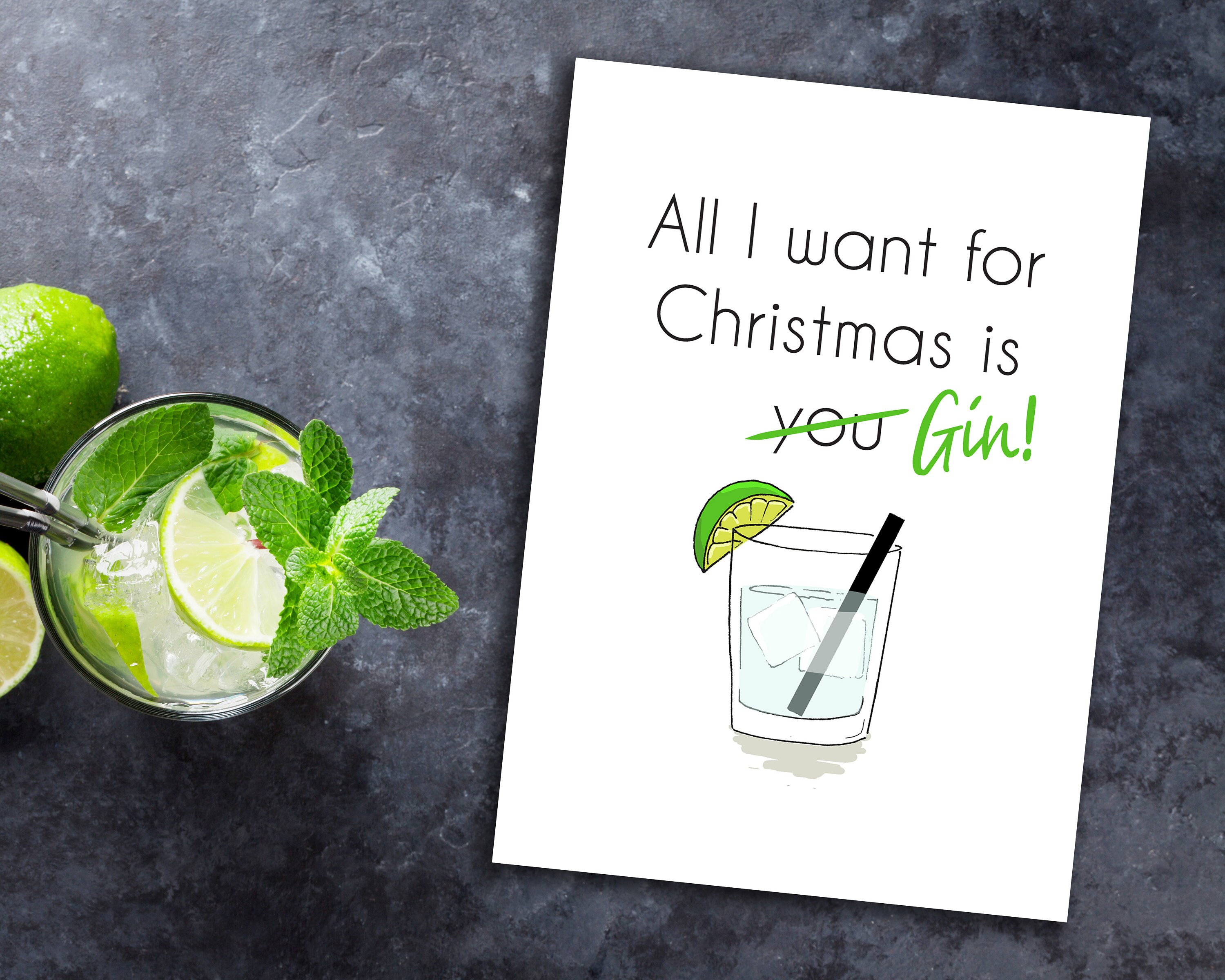 Gin Christmas Card - Etsy Gin Christmas Card - Etsy