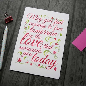 Carte de voeux inspirante - amour - sympathie - deuil - courage