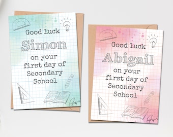Personalised First Day of Secondary School Card