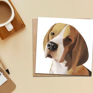 Beagle greetings card - Dog - Square