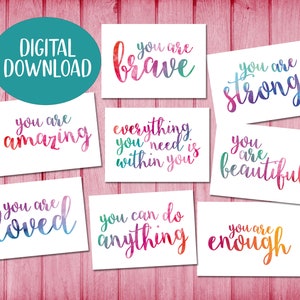 Digitaler Download von 8 Affirmationskarten.