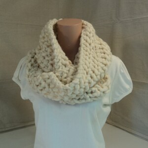 Handcrafted Cowl Wrap Cream Textured Merino Wool Infinity Female Adult image 1