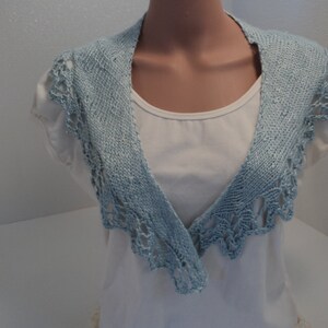 Handcrafted Scarf Blue Silk Lace Edging 100% Silk Female Solid