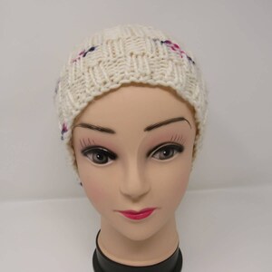 Hecho a mano tejida gorro de gorro texturizado Pom Pom 100% Merino lana hembra adulto imagen 5