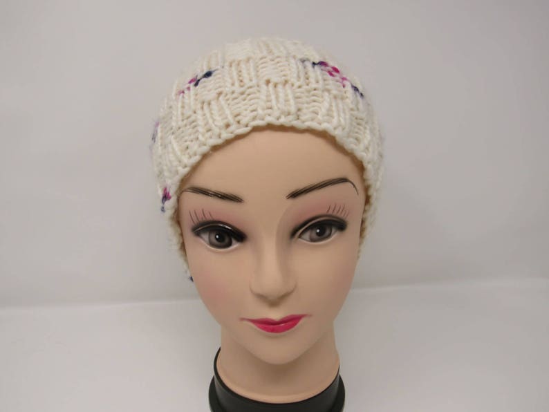 Hecho a mano tejida gorro de gorro texturizado Pom Pom 100% Merino lana hembra adulto imagen 5