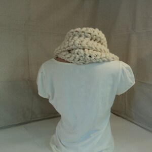 Handcrafted Cowl Wrap Cream Textured Merino Wool Infinity Female Adult image 3