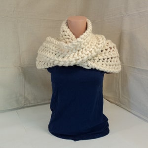 Handcrafted Cowl Wrap Cream Textured Merino Wool Infinity Female Adult image 5