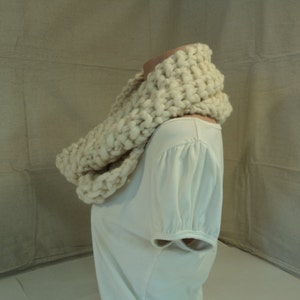 Handcrafted Cowl Wrap Cream Textured Merino Wool Infinity Female Adult image 2