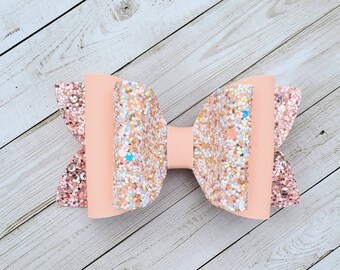 Sparkly Pink Cotton Candy Glitter Glow Bow