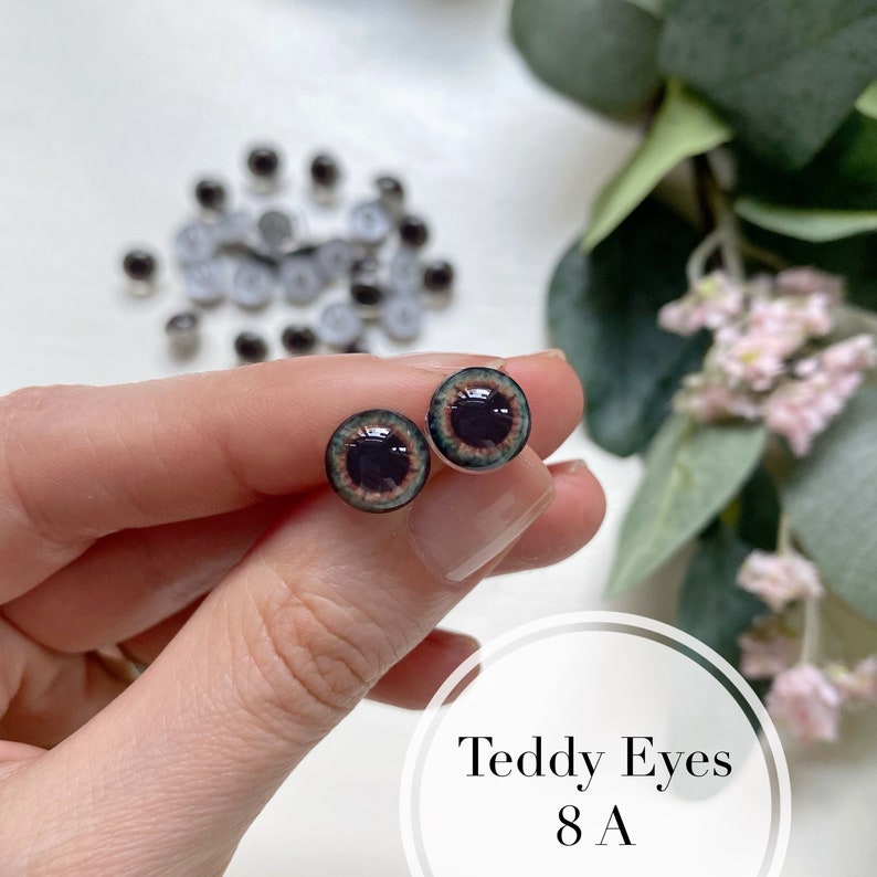 NEW Teddy bear eyes 10, 8, 6 mm one pair/ eyes with loop /eyes for dolls and teddy bears/ price per pair zdjęcie 4