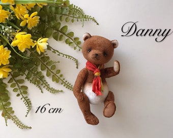 Teddy bear Danny, artist teddy bear, hand made toy, OOAK teddy bear