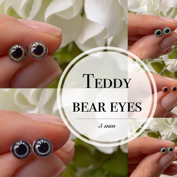 NEW! Teddy bear eyes 5 mm / eyes with loop /eyes for dolls and teddy bears/ price per pair