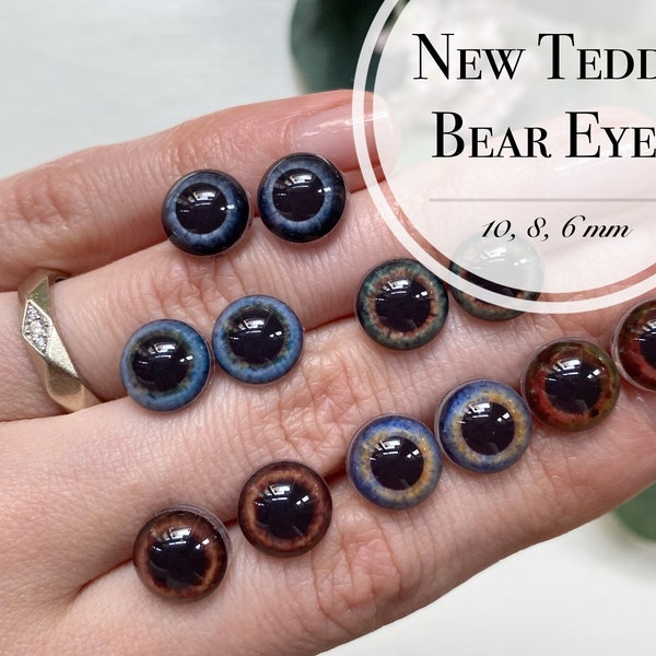 NEW! Teddy bear eyes 10, 8, 6 mm (one pair)/ eyes with loop /eyes for dolls and teddy bears/ price per pair