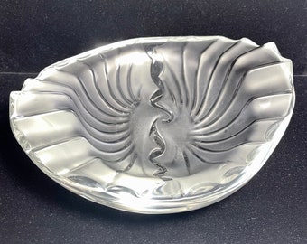 LALIQUE Nancy Frosted Bowl Oval Art Glass Vintage