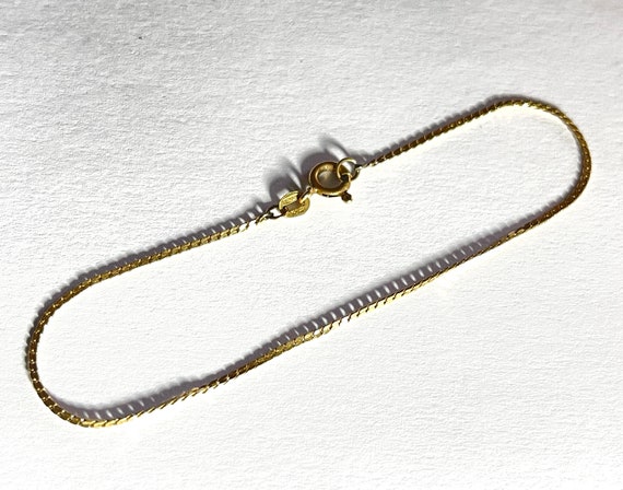 14K Gold Chain Bracelet, Thin, Dainty Italy Vinta… - image 1