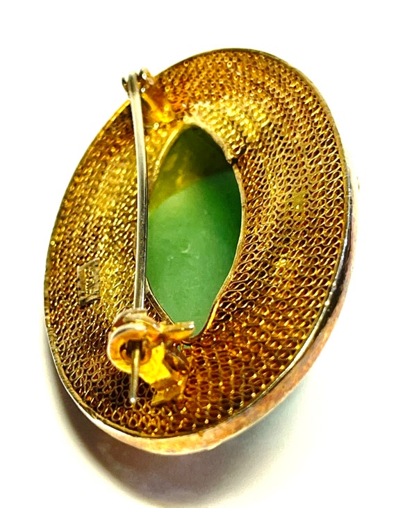 Chinese Gilt Silver Vermeil Filigree Oval Pin Bro… - image 3