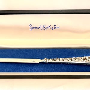 Kirk REPOUSSE Sterling Silver Handle Letter Opener with Box