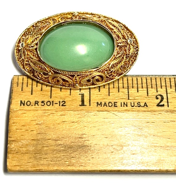 Chinese Gilt Silver Vermeil Filigree Oval Pin Bro… - image 4